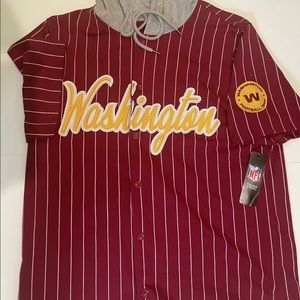 NFL Baseball Short Sleeve Button Up Hoodedshirt Large Washington Football Team
